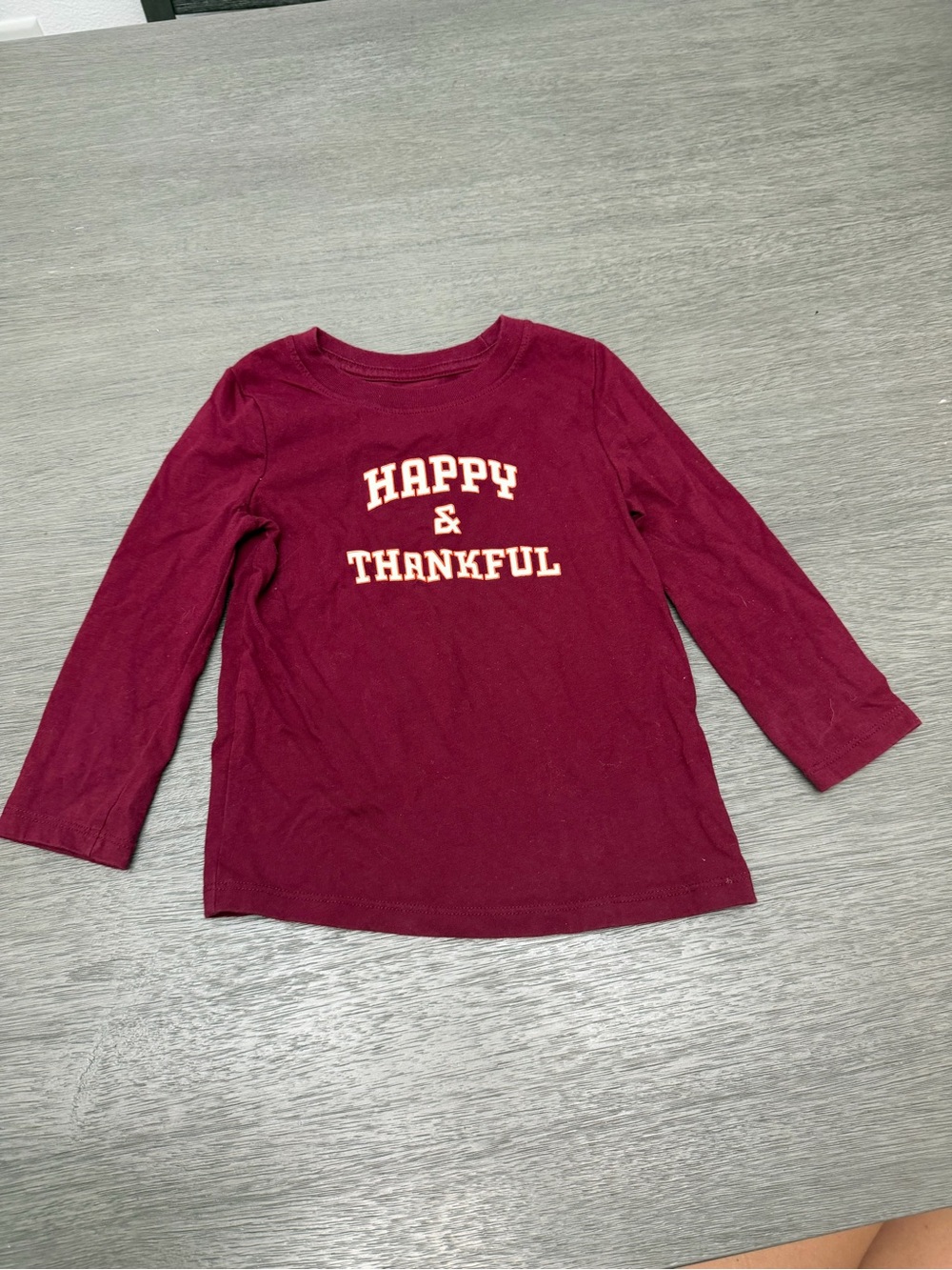 Cat & Jack Burgundy "Happy & Thankful" Long-Sleeve Tee